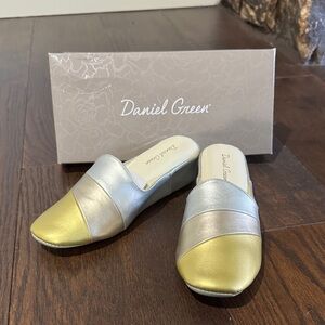 Daniel Green Gold and Silver Women's Mules